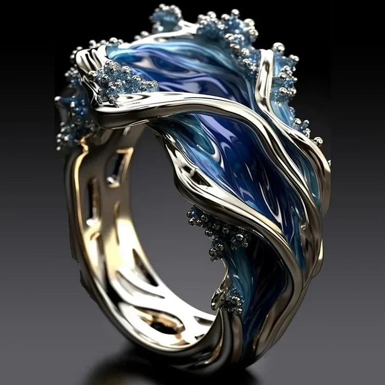 Vintage Ocean Wavy Ring