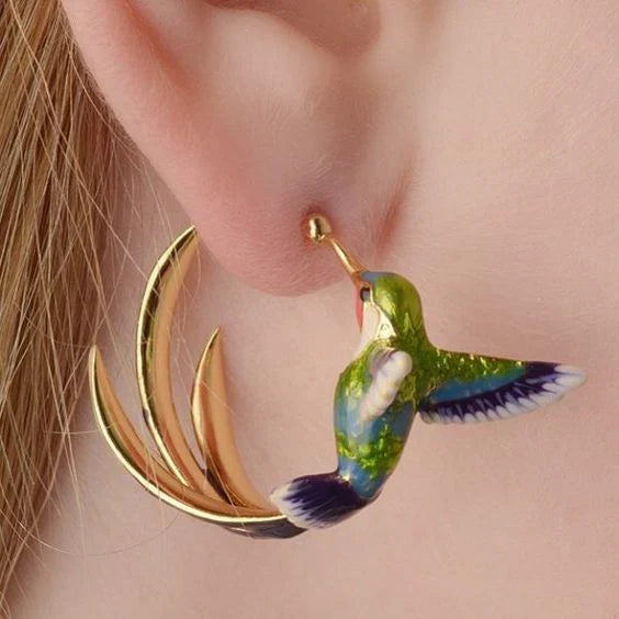 Hummingbird Motif Earrings