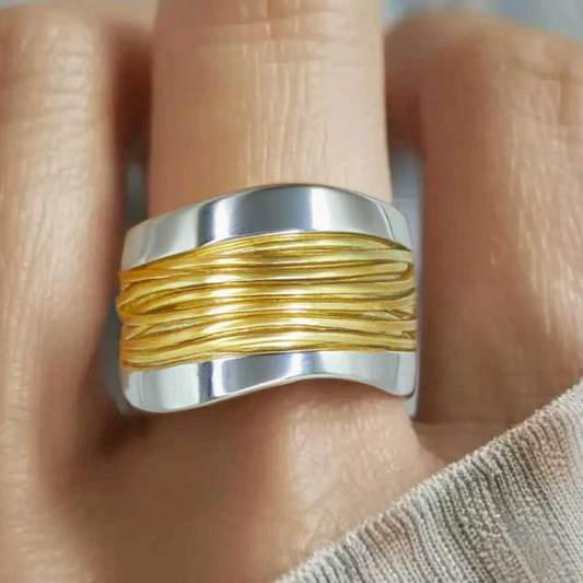 Silver-plated ring with threads