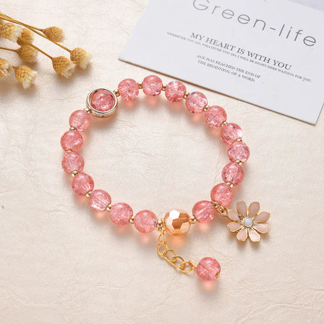 Pink Stone and Daisy Bracelet