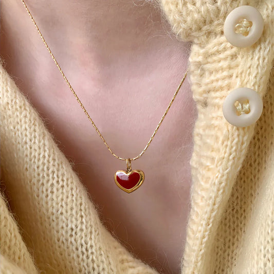 Cute Necklace with Red Heart