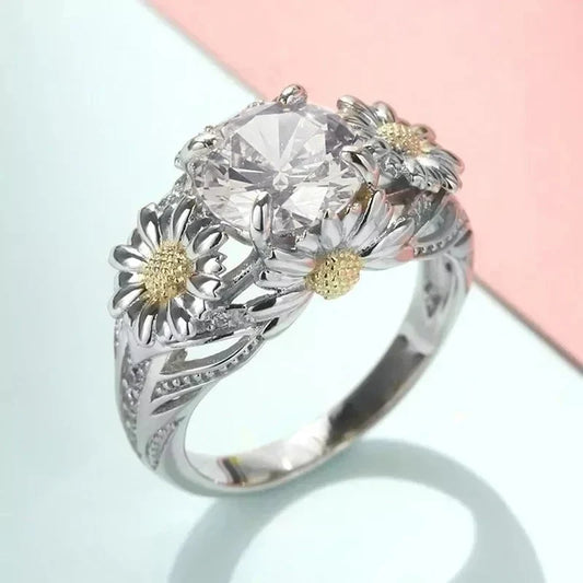 Vintage Sunflower Yellow Ring